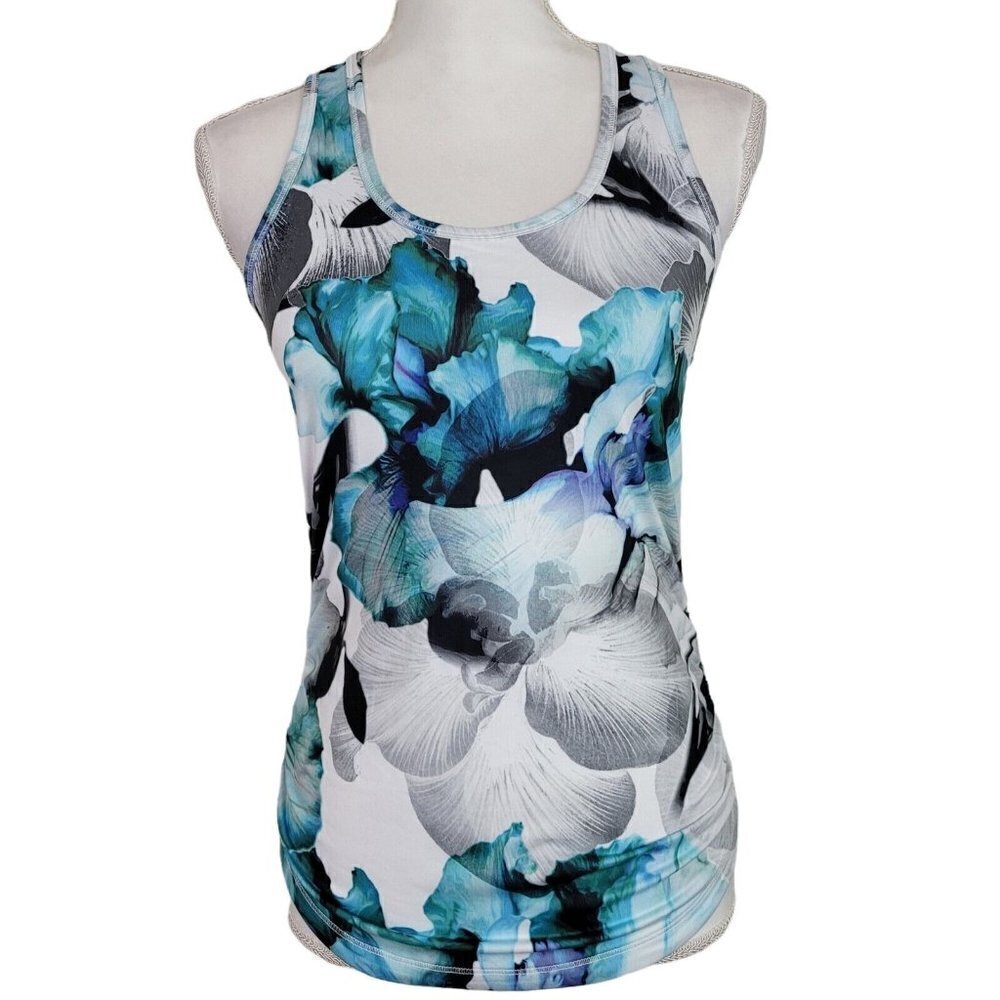 Calia Carrie Underwood XS Racerback Active Tank Mesh Back Ocean Iris Ruched